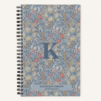 Vintag William Morris Navy Blue Red Chrysanthemum Notizbuch