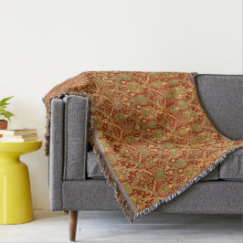 Vintag William Morris Pattern Red Turquoise Gold Decke