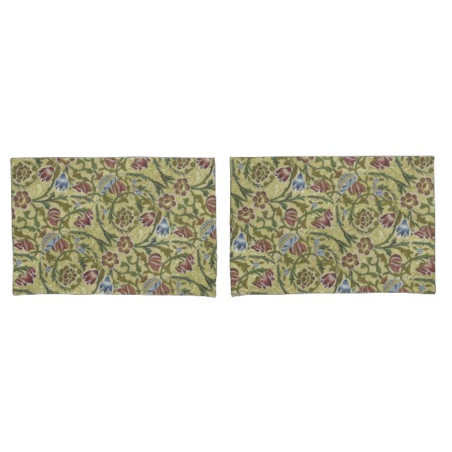 Vintag William Morris Pink Blue Brocade Kissenbezug (Vorderseite-Set)