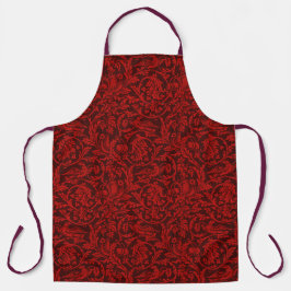 Vintag William Morris Red Birds Foliage Frucht Schürze