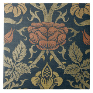 Vintag William Morris Rose und Lily Fliese