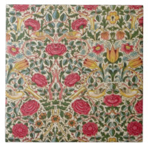 Vintag William Morris Rosen Pink Gelbe Vogelflora