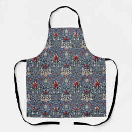 Vintag William Morris Snakeshead Fritillary Red Schürze
