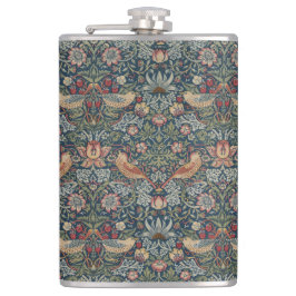 Vintag William Morris Strawberry Thief Flachmann