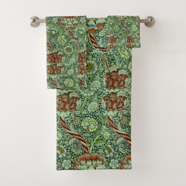 Vintag William Morris Wandle Pattern Badhandtuch Set (Insitu)