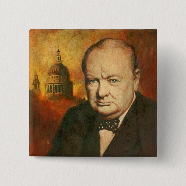 Vintag Winston Churchill Abzeichen Button (Vorderseite)