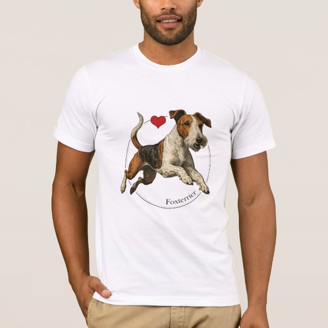 Vintag Wire Fox Terrier Portrait T - Shirt (Vorderseite)