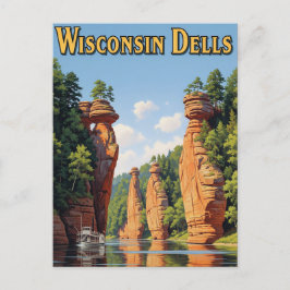 Vintag Wisconsin Dells Travel Postkarte