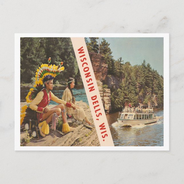 Vintag Wisconsin Dells Wisconsin Postkarte (Vorderseite)
