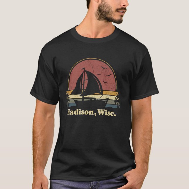 Vintag Wisconsin Madison Segelboot T-Shirt (Vorderseite)
