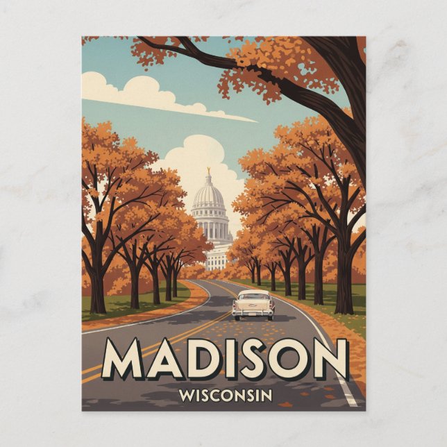 Vintag Wisconsin Madison Staat Hauptstadt Postkarte (Vorderseite)