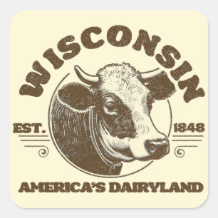Vintag Wisconsin Quadratischer Aufkleber