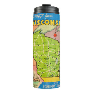 Vintag Wisconsin Staat Karte Wasser Flasche Tumble