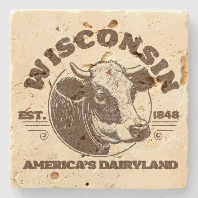 Vintag Wisconsin Steinuntersetzer (Vorderseite)