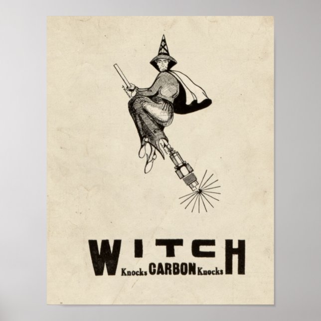 Vintag Witz-Hut-Broomstick Halloween Poster (Vorne)