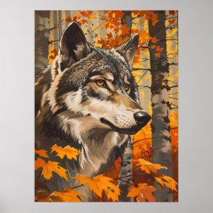 Vintag Wolf Portrait Poster