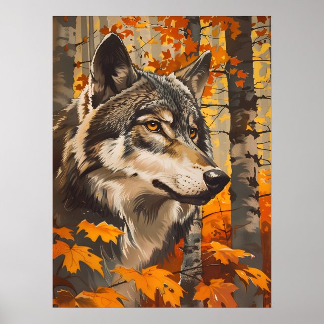 Vintag Wolf Portrait Poster (Vorne)