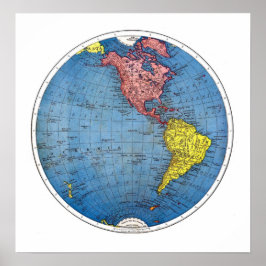 Vintag World Globe America Poster