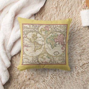VINTAG WORLD MAP PILLOW KISSEN