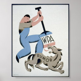 Vintag WPA Man & Wolf Rumor Poster
