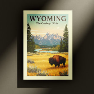Vintag Wyoming Postkarte
