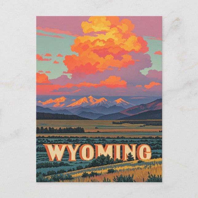 Vintag Wyoming Postkarte (Vorderseite)