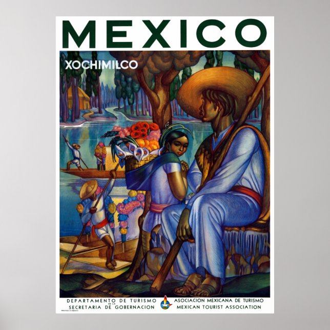 Vintag Xochimilco Mexiko Reisen Poster (Vorne)