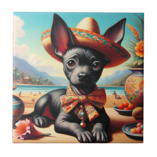 Vintag Xoloitzcuintle Fliese
