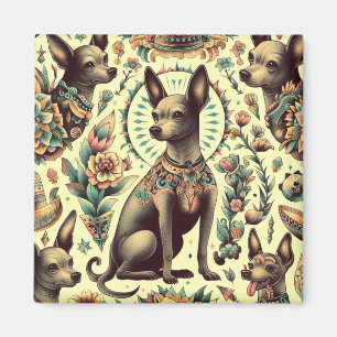 Vintag Xoloitzcuintle Seamless Magnet