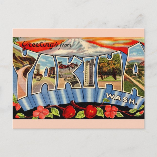 Vintag Yakima Washington Postkarte (Vorderseite)