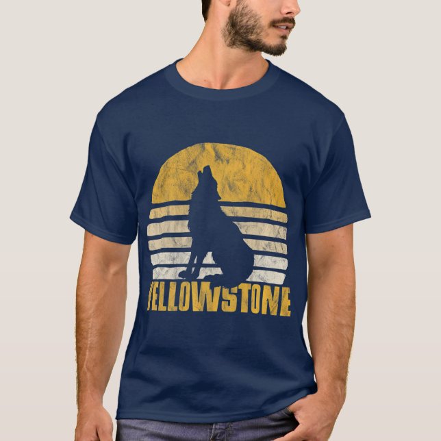 Vintag Yellowstone Nationalpark Wolf Retro T-Shirt (Vorderseite)