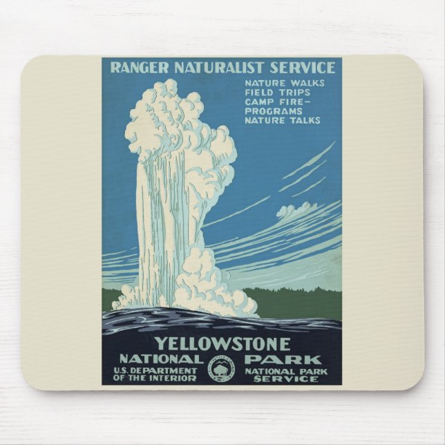 Vintag Yellowstone Park Poster Mousepad (Vorne)
