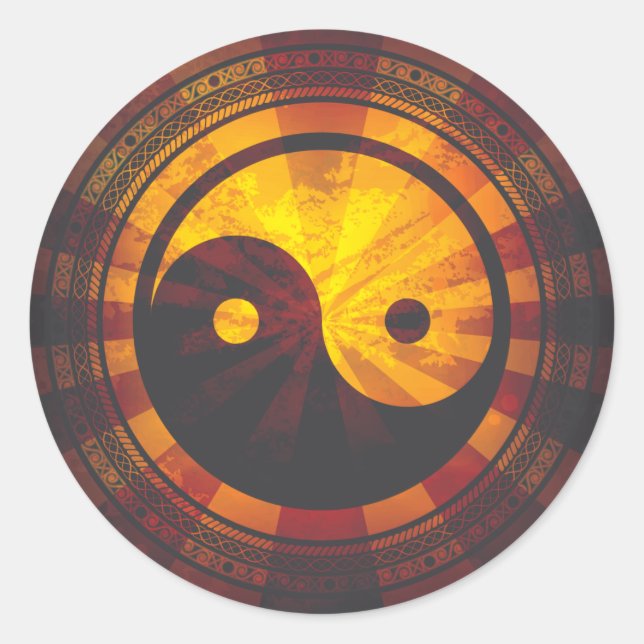 Vintag Yin Yang Symbol Print Runder Aufkleber (Vorderseite)