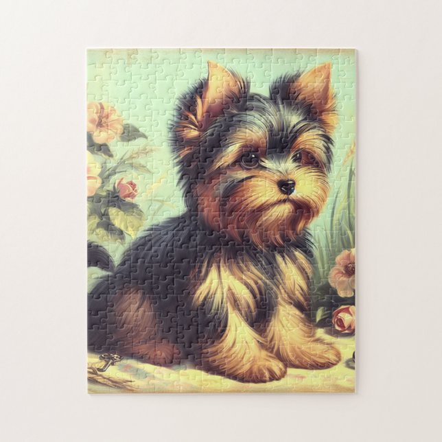 Vintag Yorkshire Terrier Painting (Vertikal)
