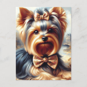 Vintag Yorkshire Terrier Painting Postkarte
