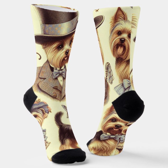 Vintag Yorkshire Terrier Seamless Socken (Gewinkelt)