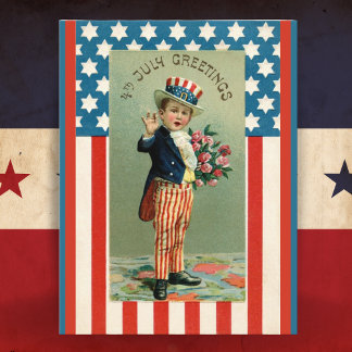 Vintag Young Uncle Sam 4. Juli Feiertagspostkarte