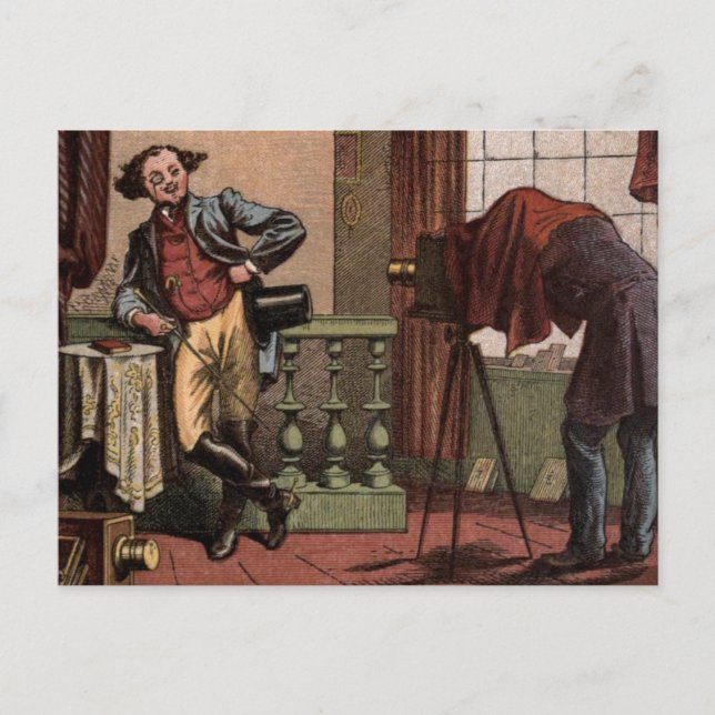 Vintag Zeichnend: Antiquitätenfotograf Postkarte (Vorderseite)