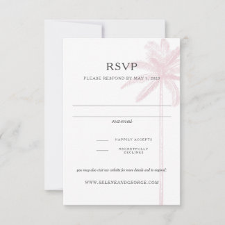 Vintag Zeichnend Blush Pink Palm Tree Response Car RSVP Karte