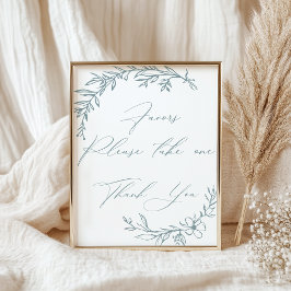 Vintag zeitlose Blumenblauer Baby-Duschfavoriten Poster