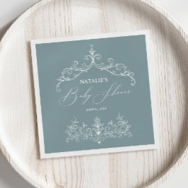 Vintag zeitlose Blumenblauer Babydusche Napkins Serviette