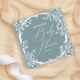 Vintag zeitlose Blumenblauer Babydusche Notizbuch