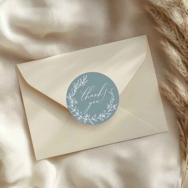 Vintag zeitlose Blumenblauer Babydusche Runder Aufkleber (Von Creator hochgeladen)