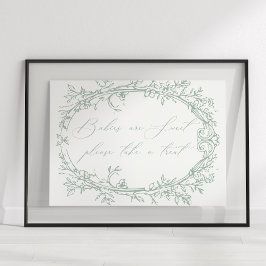 Vintag zeitlose Blumengrün-Baby-Dusche Gefallen Poster