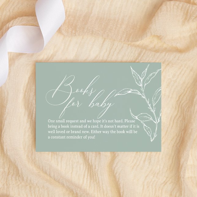 Vintag zeitlose Blumengrün-Bücher Kinderdusche Mitteilungskarte (Von Creator hochgeladen)