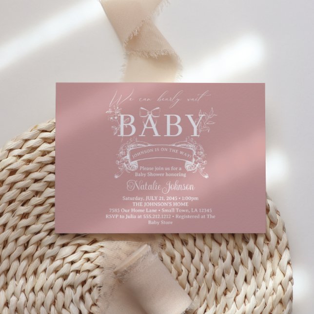 Vintag zeitlose Blütenpink-Babydusche Einladung (Von Creator hochgeladen)