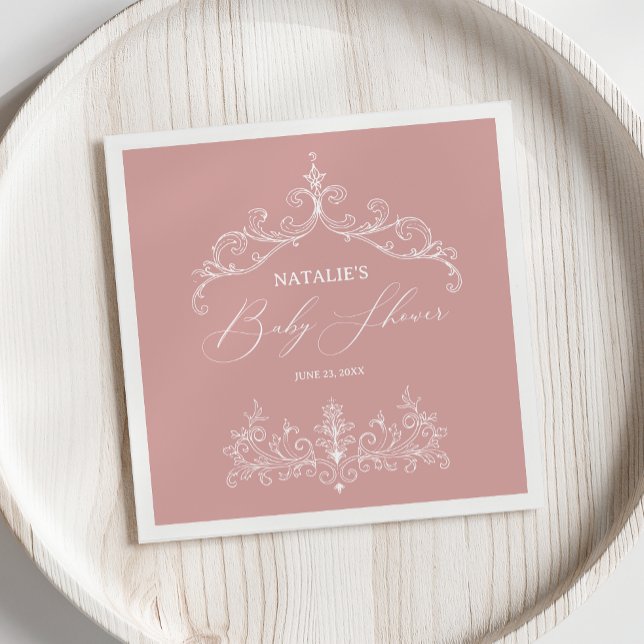 Vintag zeitlose Blütenpink-Babydusche Serviette (Von Creator hochgeladen)