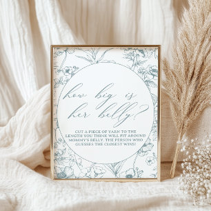 Vintag zeitloses Blumenblauer Babyduschenspiel Poster