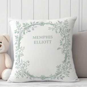 Vintag zeitloses Blumengrün Kissen