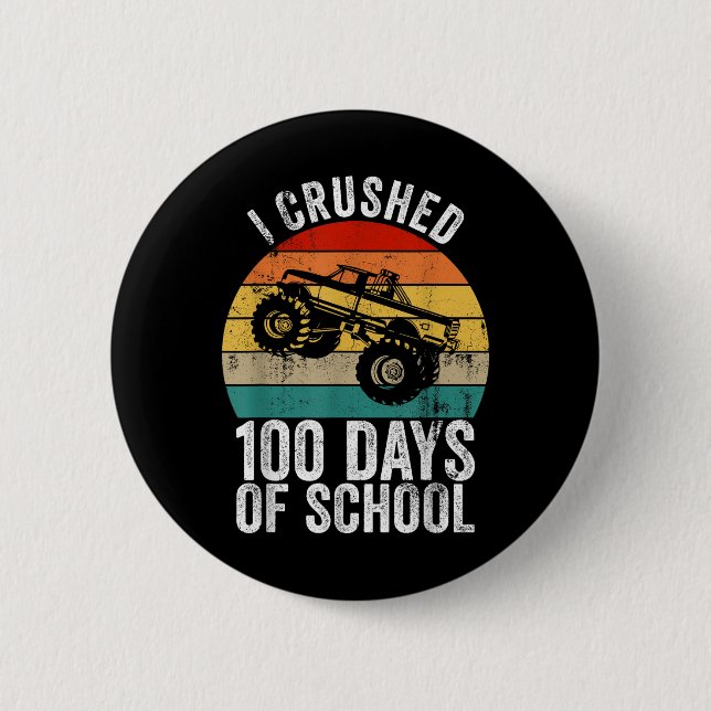 Vintag zerbrach ich 100 Tage Schulmonster Button (Vorderseite)